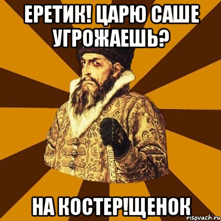 еретик! царю саше угрожаешь? на костер!щенок, Мем Не царское это дело