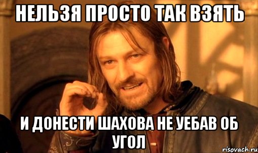 нельзя просто так взять и донести шахова не уебав об угол, Мем Нельзя просто так взять и (Боромир мем)