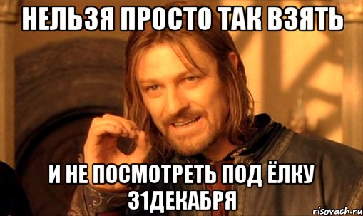 нельзя просто так взять и не посмотреть под ёлку 31декабря, Мем Нельзя просто так взять и (Боромир мем)