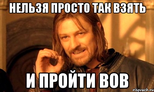 нельзя просто так взять и пройти вов, Мем Нельзя просто так взять и (Боромир мем)