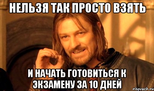 нельзя так просто взять и начать готовиться к экзамену за 10 дней, Мем Нельзя просто так взять и (Боромир мем)