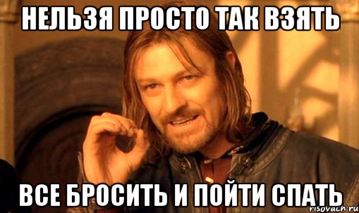 нельзя просто так взять все бросить и пойти спать, Мем Нельзя просто так взять и (Боромир мем)