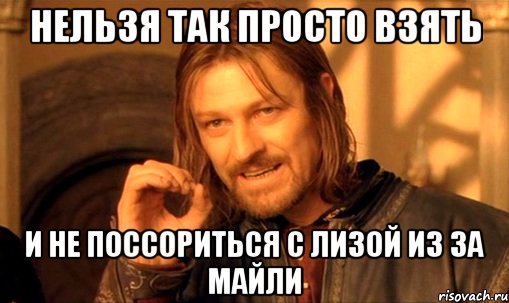 нельзя так просто взять и не поссориться с лизой из за майли, Мем Нельзя просто так взять и (Боромир мем)