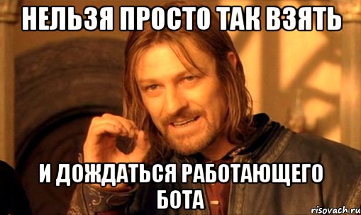 нельзя просто так взять и дождаться работающего бота, Мем Нельзя просто так взять и (Боромир мем)