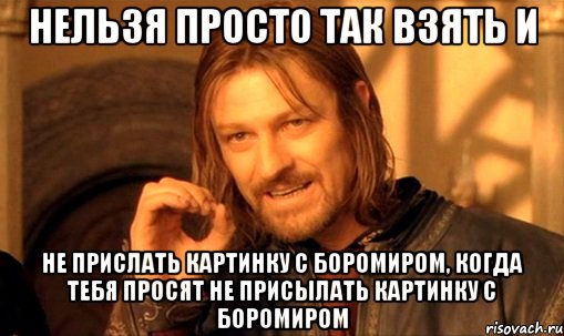 нельзя просто так взять и не прислать картинку с боромиром, когда тебя просят не присылать картинку с боромиром, Мем Нельзя просто так взять и (Боромир мем)