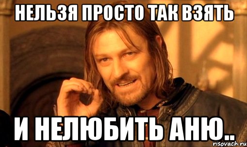 нельзя просто так взять и нелюбить аню.., Мем Нельзя просто так взять и (Боромир мем)