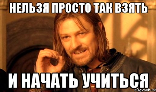 нельзя просто так взять и начать учиться, Мем Нельзя просто так взять и (Боромир мем)