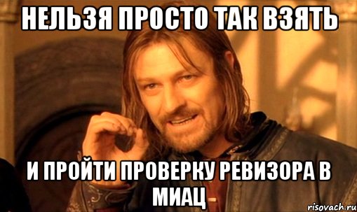 нельзя просто так взять и пройти проверку ревизора в миац, Мем Нельзя просто так взять и (Боромир мем)