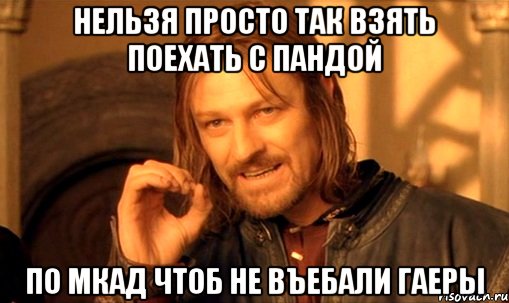 нельзя просто так взять поехать с пандой по мкад чтоб не въебали гаеры, Мем Нельзя просто так взять и (Боромир мем)