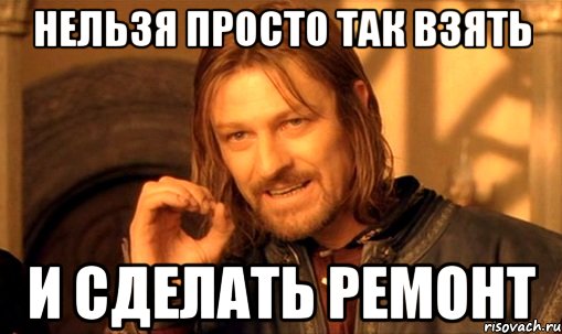 нельзя просто так взять и сделать ремонт, Мем Нельзя просто так взять и (Боромир мем)