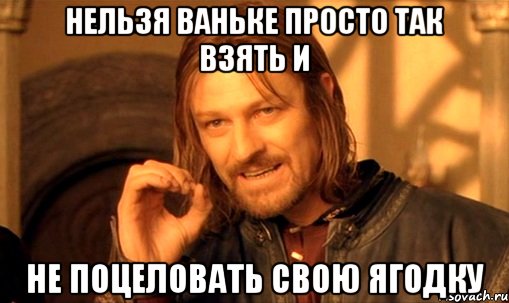 нельзя ваньке просто так взять и не поцеловать свою ягодку, Мем Нельзя просто так взять и (Боромир мем)