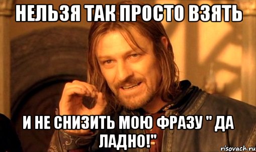 нельзя так просто взять и не снизить мою фразу " да ладно!", Мем Нельзя просто так взять и (Боромир мем)