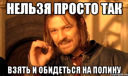 нельзя просто так взять и обидеться на полину, Мем Нельзя просто так взять и (Боромир мем)