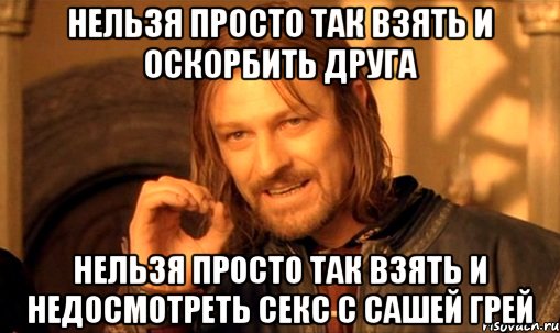 нельзя просто так взять и оскорбить друга нельзя просто так взять и недосмотреть секс с сашей грей, Мем Нельзя просто так взять и (Боромир мем)