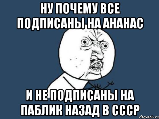 ну почему все подписаны на ананас и не подписаны на паблик назад в ссср, Мем Ну почему