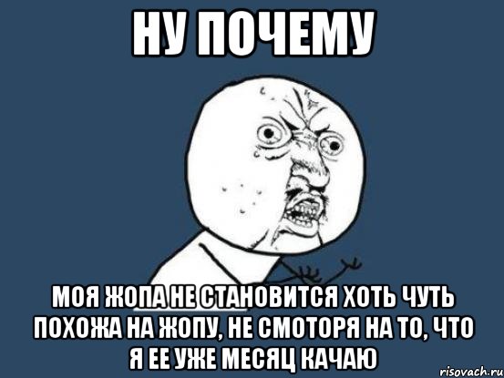 ну почему моя жопа не становится хоть чуть похожа на жопу, не смоторя на то, что я ее уже месяц качаю, Мем Ну почему