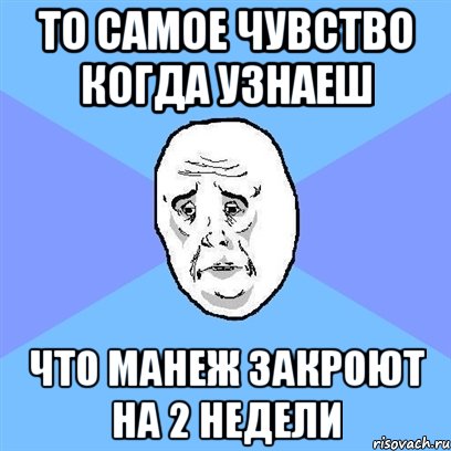 то самое чувство когда узнаеш что манеж закроют на 2 недели, Мем Okay face