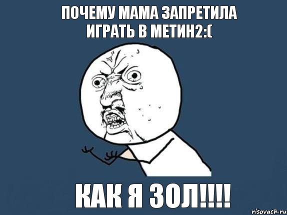 Почему Мама запретила играть в метин2:( Как я зол!!!, Мем  почему мем