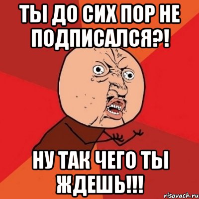 ты до сих пор не подписался?! ну так чего ты ждешь!!!, Мем Почему