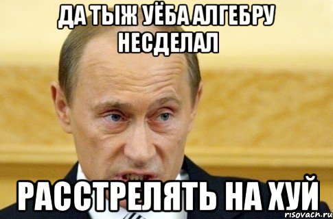 да тыж уёба алгебру несделал расстрелять на хуй, Мем путин