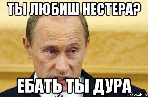 ты любиш нестера? ебать ты дура, Мем путин