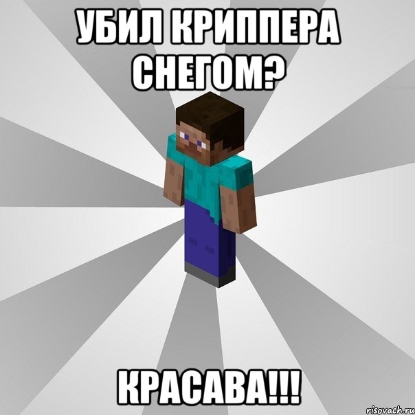 убил криппера снегом? красава!!!, Мем Типичный игрок Minecraft