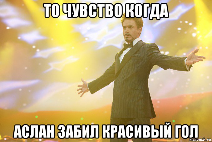 то чувство когда аслан забил красивый гол, Мем Тони Старк (Роберт Дауни младший)