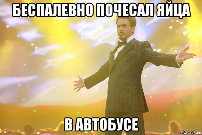 беспалевно почесал яйца в автобусе, Мем Тони Старк (Роберт Дауни младший)