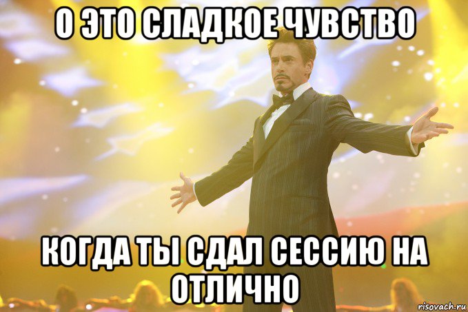 о это сладкое чувство когда ты сдал сессию на отлично, Мем Тони Старк (Роберт Дауни младший)