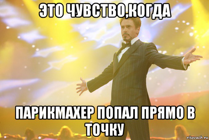 это чувство,когда парикмахер попал прямо в точку, Мем Тони Старк (Роберт Дауни младший)