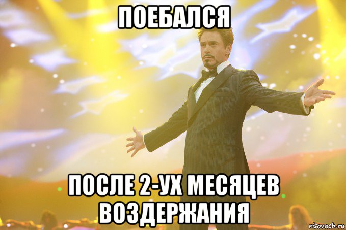 поебался после 2-ух месяцев воздержания, Мем Тони Старк (Роберт Дауни младший)