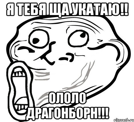 я тебя ща укатаю!! ололо драгонборн!!!, Мем  Trollface LOL