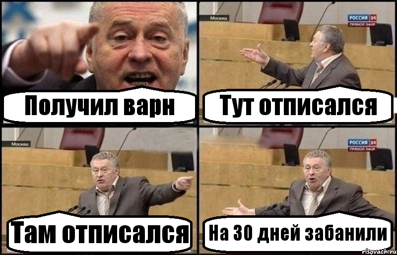 Получил варн Тут отписался Там отписался На 30 дней забанили, Комикс Жириновский