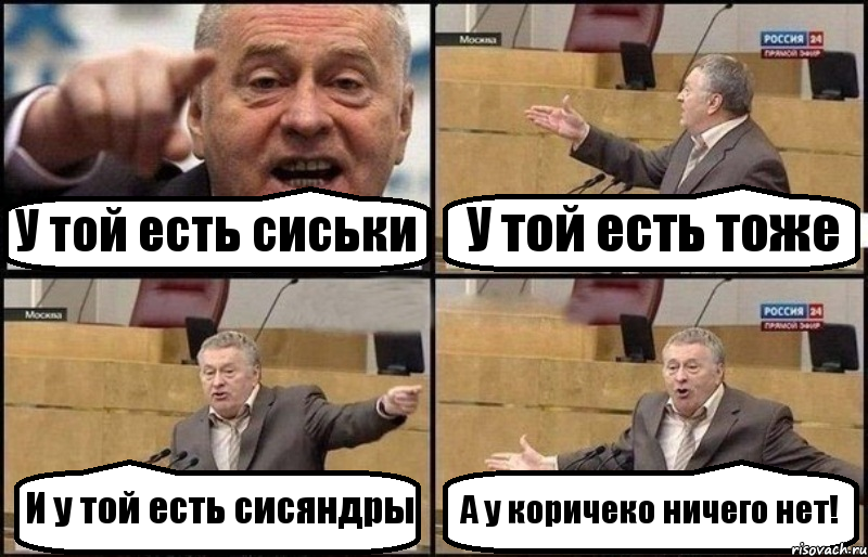 У той есть сиськи У той есть тоже И у той есть сисяндры А у коричеко ничего нет!, Комикс Жириновский