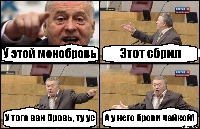 У этой монобровь Этот сбрил У того ван бровь, ту ус А у него брови чайкой!, Комикс Жириновский