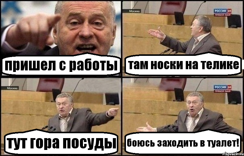 пришел с работы там носки на телике тут гора посуды боюсь заходить в туалет!, Комикс Жириновский