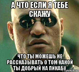 а что если я тебе скажу что ты можешь не рассказывать о том какой ты добрый на пикабу, Мем  а что если я скажу тебе