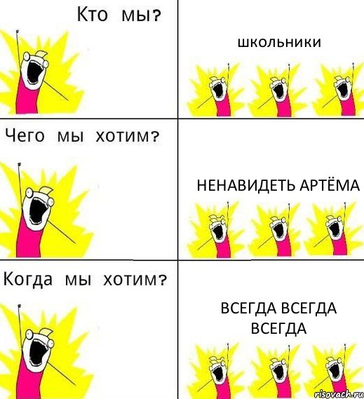 школьники ненавидеть артёма всегда всегда всегда, Комикс Что мы хотим