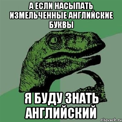 а если насыпать измельченные английские буквы я буду знать английский, Мем Филосораптор