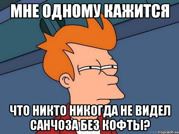 мне одному кажится что никто никогда не видел санчоза без кофты?, Мем  Фрай (мне кажется или)