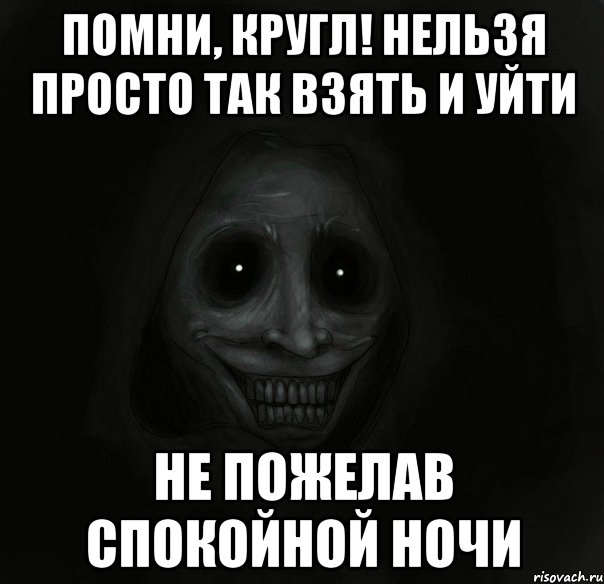 помни, кругл! нельзя просто так взять и уйти не пожелав спокойной ночи, Мем Ночной гость