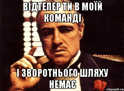 відтепер ти в моїй команді і зворотнього шляху немає, Мем крестный отец