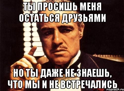 ты просишь меня остаться друзьями но ты даже не знаешь, что мы и не встречались, Мем крестный отец