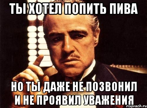 ты хотел попить пива но ты даже не позвонил и не проявил уважения, Мем крестный отец