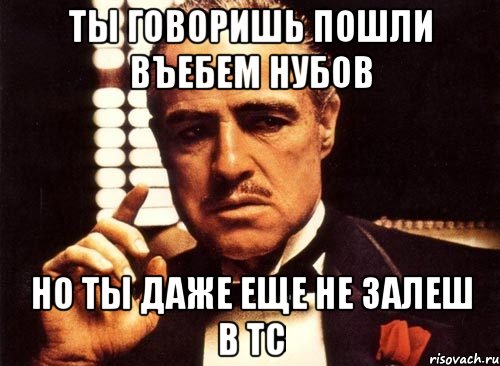 ты говоришь пошли въебем нубов но ты даже еще не залеш в тс, Мем крестный отец