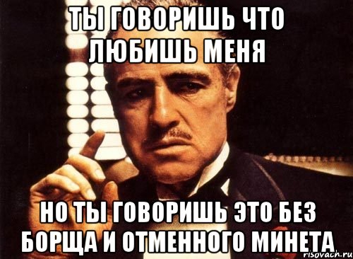 ты говоришь что любишь меня но ты говоришь это без борща и отменного минета, Мем крестный отец