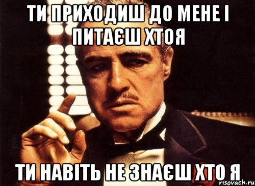 ти приходиш до мене і питаєш хтоя ти навіть не знаєш хто я, Мем крестный отец