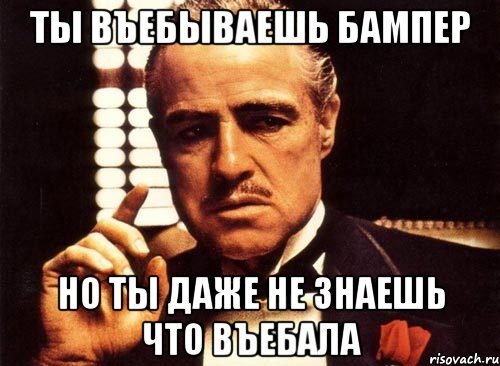 ты въебываешь бампер но ты даже не знаешь что въебала, Мем крестный отец