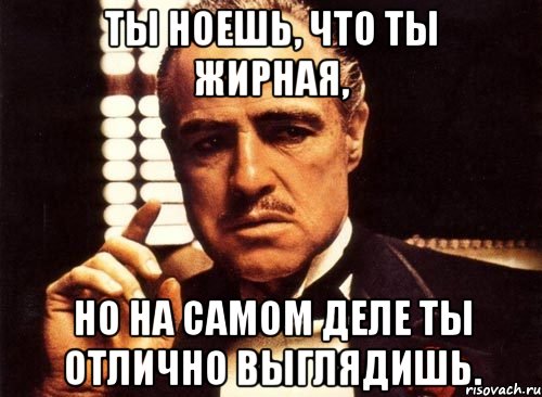 ты ноешь, что ты жирная, но на самом деле ты отлично выглядишь., Мем крестный отец