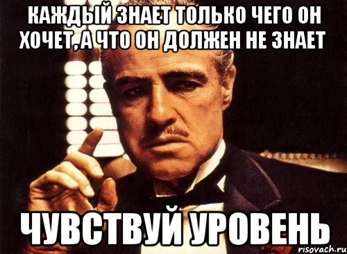 каждый знает только чего он хочет, а что он должен не знает чувствуй уровень, Мем крестный отец